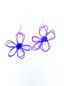 flower earrings . hand drawn . purple