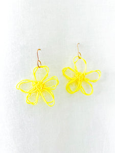 flower earrings . hand drawn . yellow