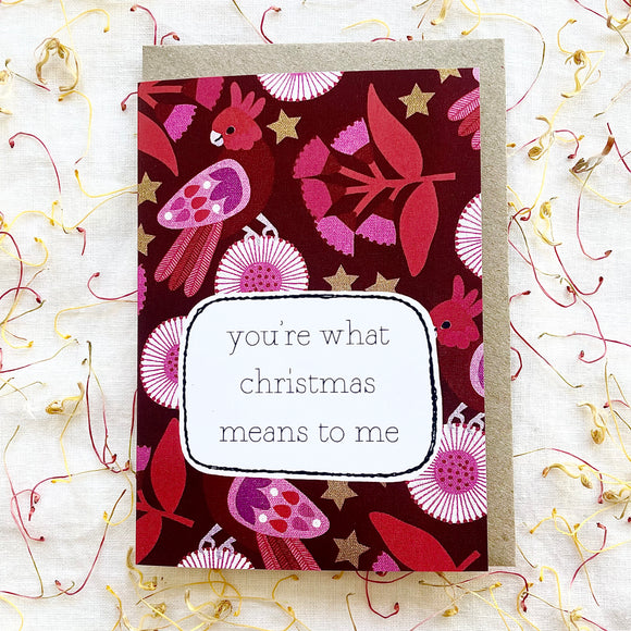 christmas greeting card . you’re what christmas means
