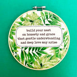 wall art . extra large . build your nest . green leaves