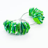 confetti earrings . small . silver . green bright