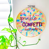 stitch your own quote . embroidery kit . confetti rainbow