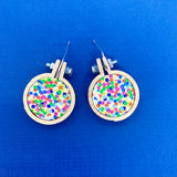 mini hoop earrings . rainbow confetti .