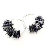 confetti earrings . large . silver . monochrome