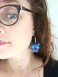 confetti earrings . medium . silver . rainbow ride